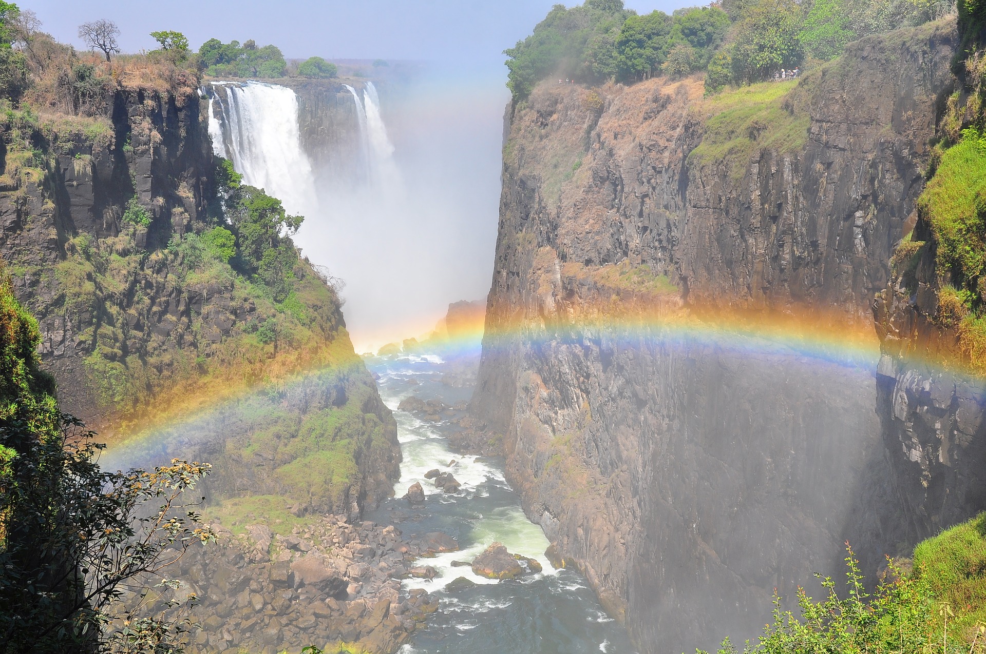 Vic Falls with rainbow